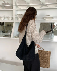 Large Faux Suede Casual Tote