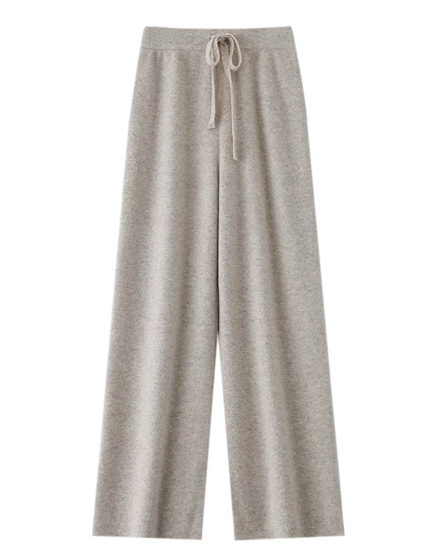 Wool Casual Drawstring Stretch Wide-Leg Pants