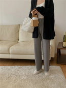 Drawstring Ribbed Knitted Wide Leg Sweatpants