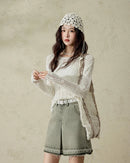 Relaxed Lace Detail Knitted Pullover Top