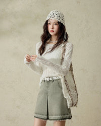 Relaxed Lace Detail Knitted Pullover Top