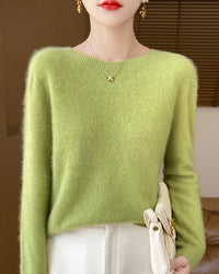 Merino Wool O-Neck Pullover Sweater