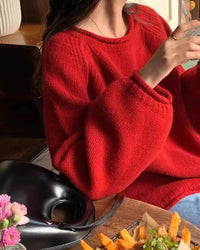 Cashmere Rolled Neck Knit Sweater