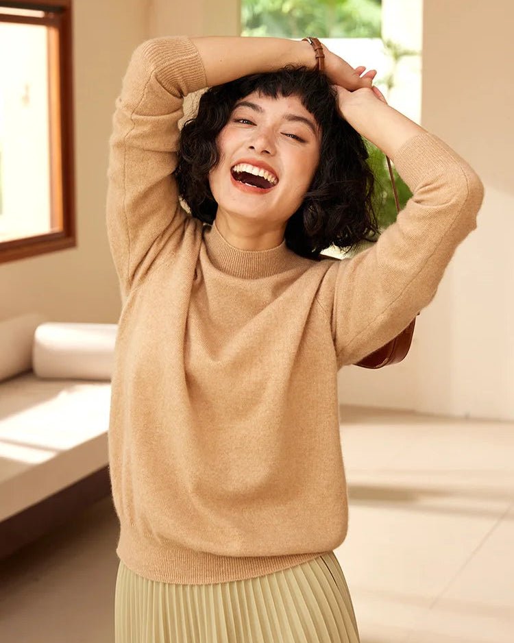 Cashmere Mock Neck Knitted Sweater