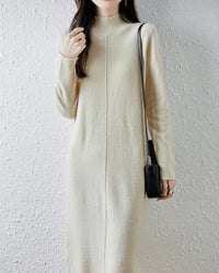 Merino Wool Turtleneck Midi Dress