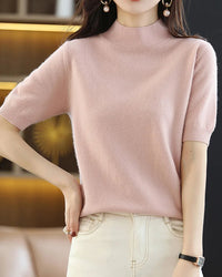 Merino Wool Mock Neck Knit Top