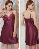 Lace-Trim Satin Mini Slip Nightgown