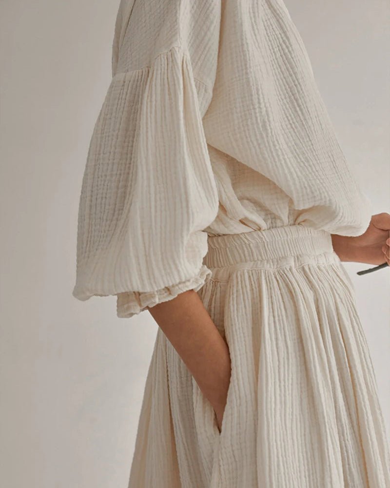 Retro Lantern Sleeve Casual Ol Shirt