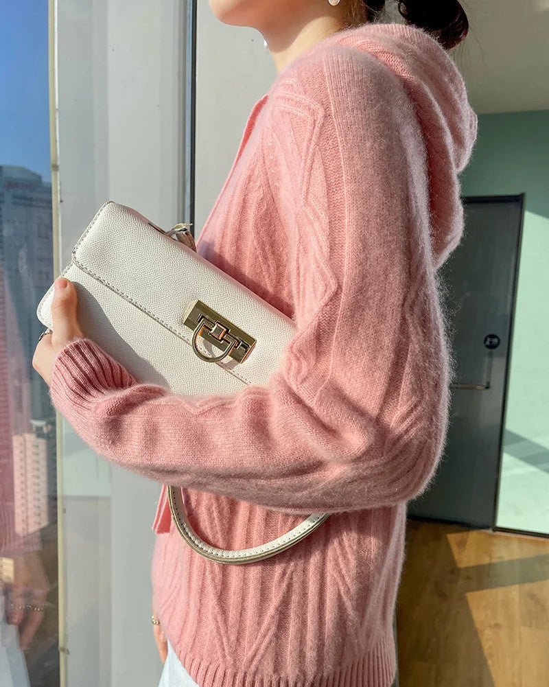 Stylish Wool Knitted Hooded Sweatshirt