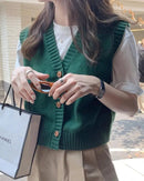 Cropped V-Neck Knit Sweater Vest