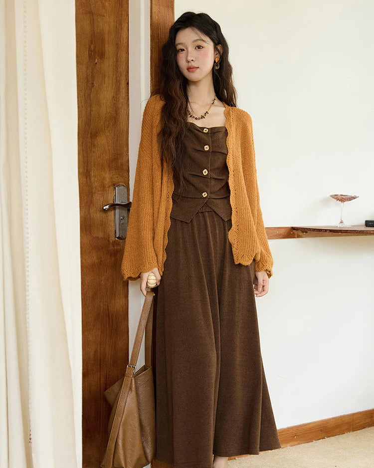 Scalloped Open-Knit Cardigan
