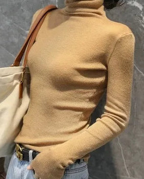 Stretch Wool Turtleneck Sweater