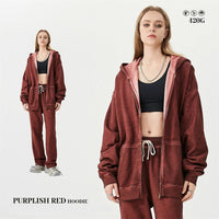 Zipper Washed Distressed Oversized Cotton Hoodies