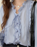 Ruffled Tie-Front Loose-Fit Shirt