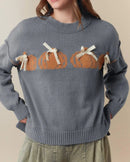Pumpkin Bow Knit Pullover