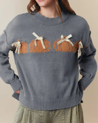 Pumpkin Bow Knit Pullover