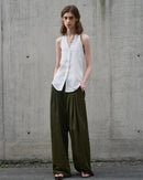 Elegant Linen V-Neck Backless Sleeveless Vest