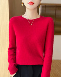 Merino Wool O-Neck Pullover Sweater
