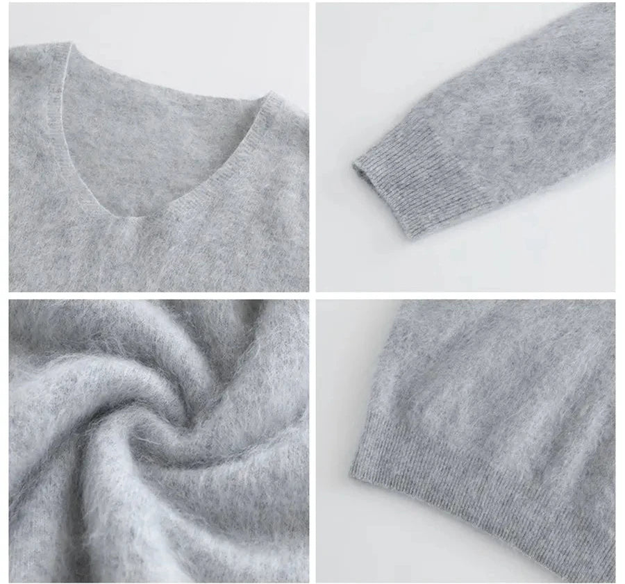 Wool Cashmere V-Neck Pullover