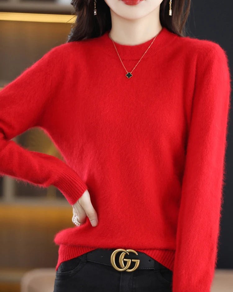 Mink Cashmere Crew Neck Knitted Sweater