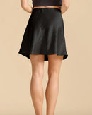 Elastic Waist Satin A-Line Mini Skirt