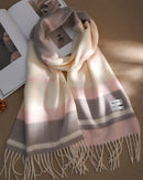 Plaid Wool Fringe Scarf