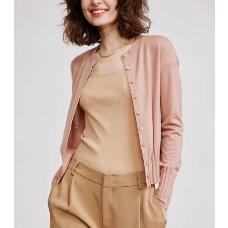 Round Neck Short Wool Cardigan