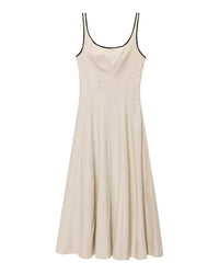 Square Neck Backless Zipper Maxi Dress