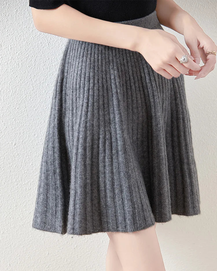 Wavy High-Waisted Sweet Knit Wool Mini Skirt