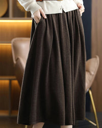 Merino Wool Knit A Line Midi Skirt