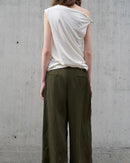 Casual Linen Cotton Irregular Shoulder T-Shirt