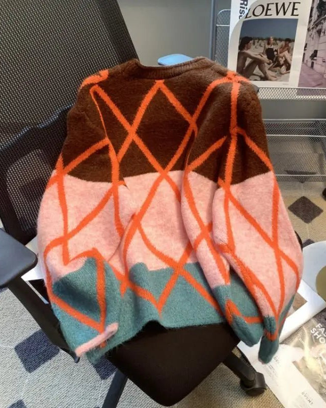Geometry Round-Neck Knitted Sweater
