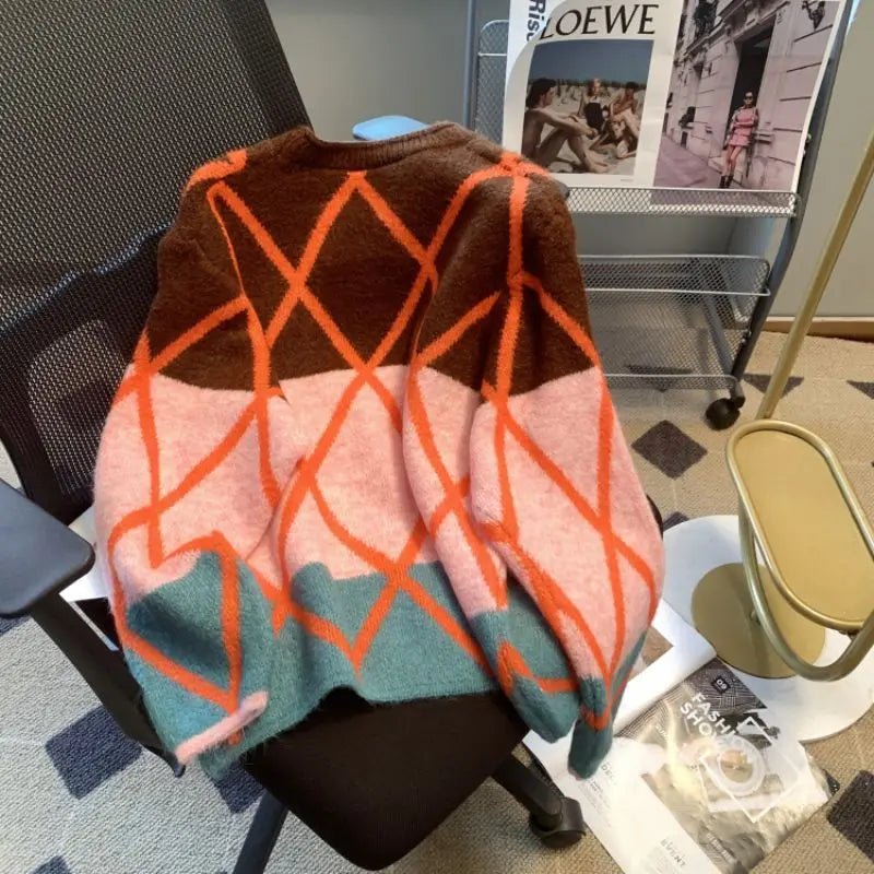 Geometry Round-Neck Knitted Sweater
