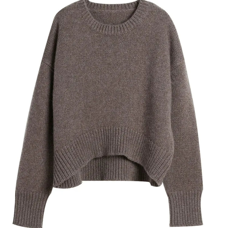 Wool Round Neck Cropped Sweater