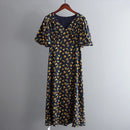 Floral Printed V-Neck Chiffon Dress