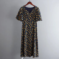 Floral Printed V-Neck Chiffon Dress