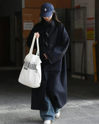 Horn Button Wool Blend Coat