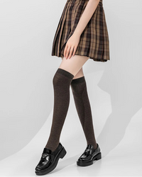 Wool Blend Ribbed Knee-High Socks
