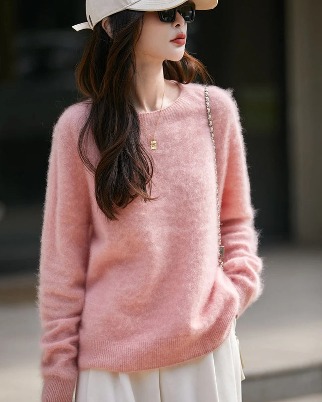 Loose-Fit Crewneck Pullover Sweater