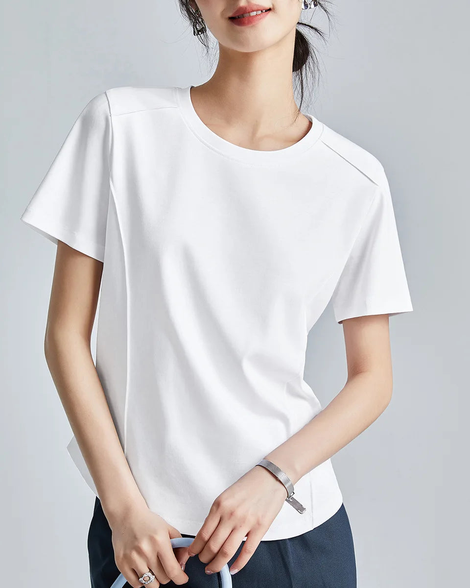 Knitted Mercerized Cotton Crew-Neck T-Shirt