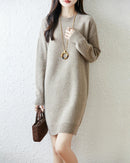 Longline Merino Wool Crewneck Sweater
