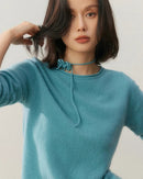 Cashmere Rolled-Up Round Neck Loose Sweater