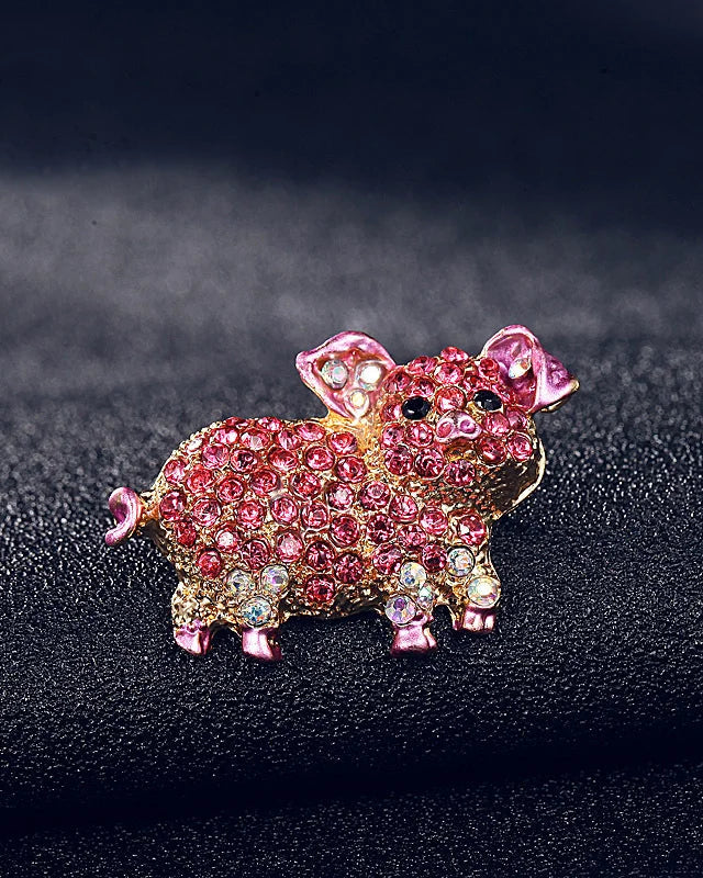 Vintage Pink Pig Brooch