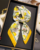 Floral Print Satin Square Scarf