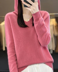 Soft Wool Knit Hooded Pullover Sweater