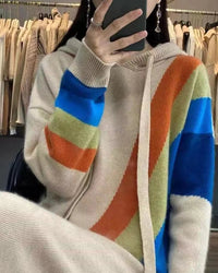 Rainbow Wool Knit Hoodie