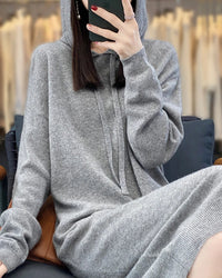 Drawstring Hooded Wool Dress