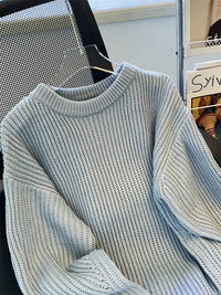 Round-Neck Oversized Knitted Pullover