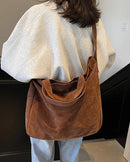 Vintage Suede Shoulder Tote Bag