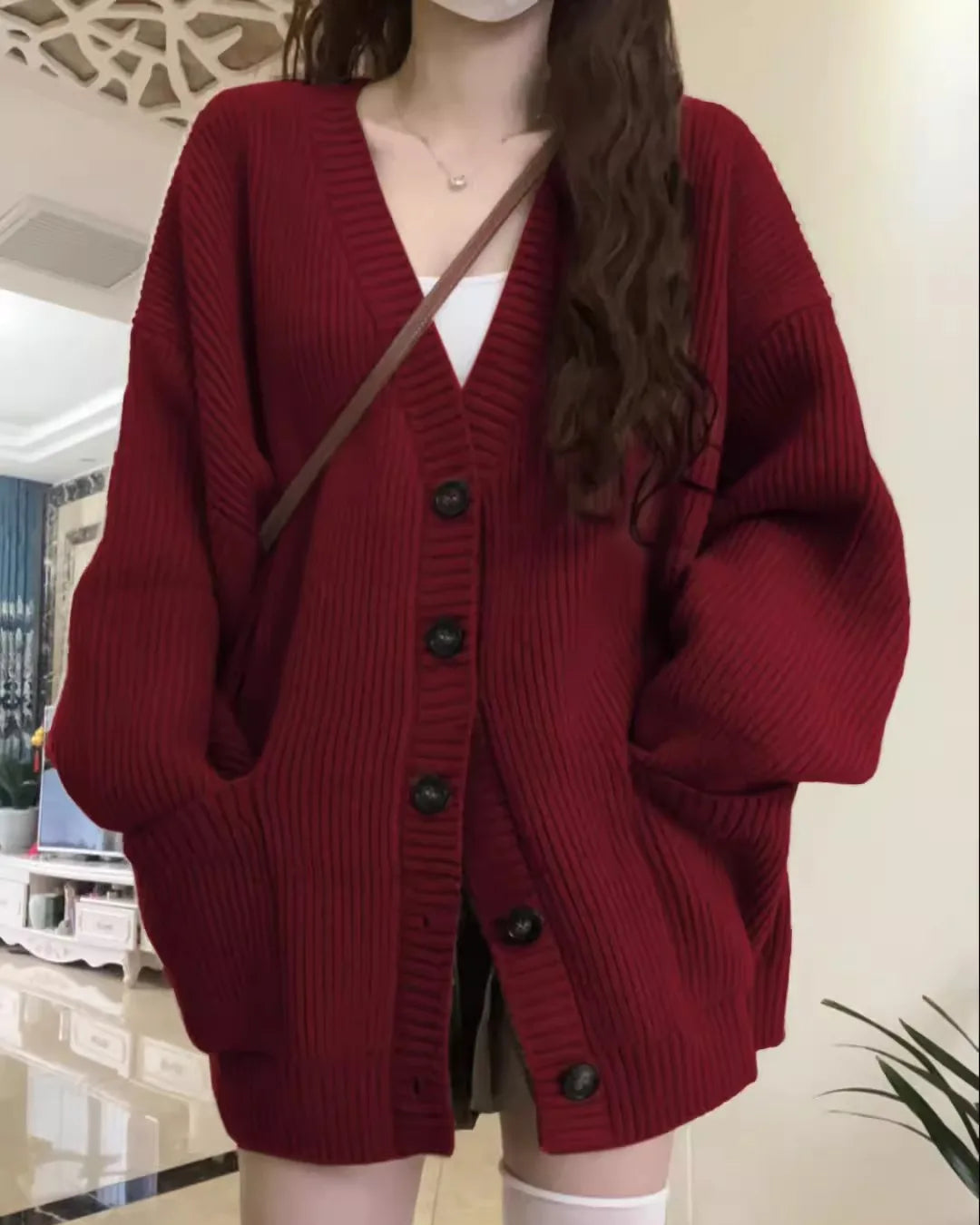 Loose Cashmere V-Neck Cardigan